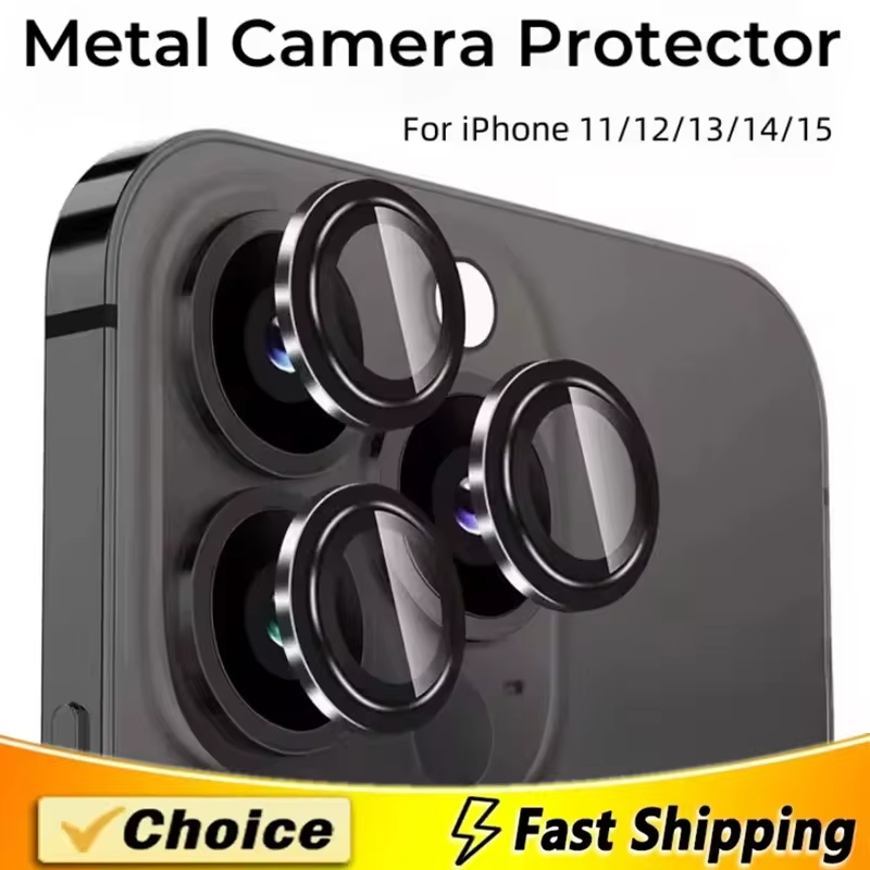 3 uds Protector de lente de Metal de vidrio para iPhone 16 15 13 12 11 14 Pro Max película protectora de lente de cámara trasera para iPhone 13 Mini 15 Plus
