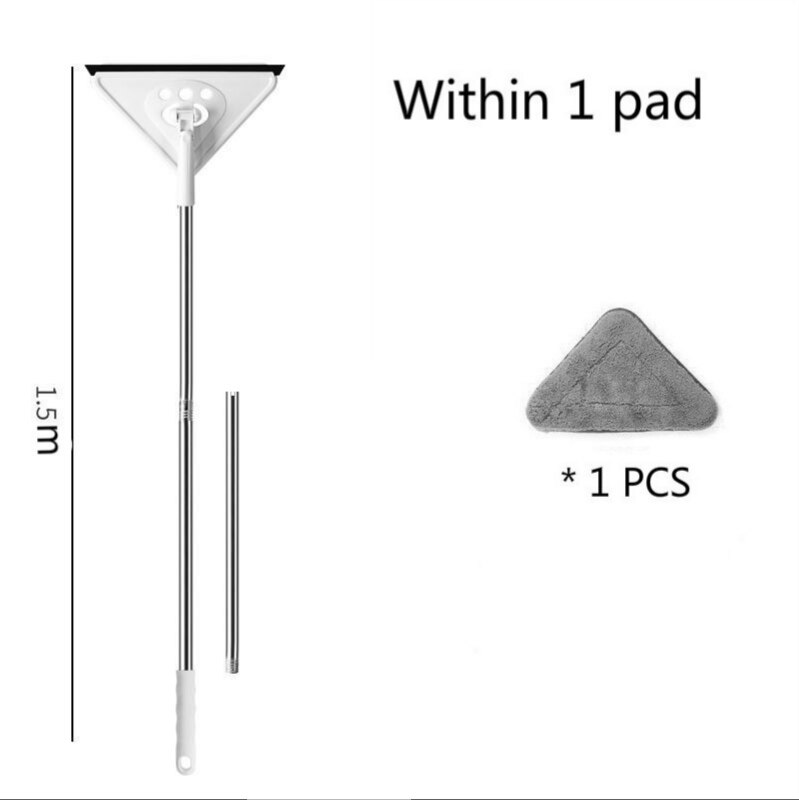 Vip Dropshipping prodotti per la pulizia della casa triangolo Mocio per lavare vetro facile soffitto polvere parete pavimento pianoforte finestre telescopiche: 1.5M within 1 pad