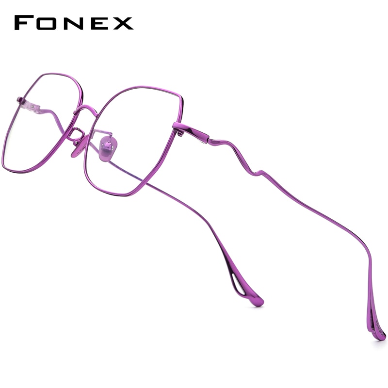 FONEX – monture de lunettes en titane pour femmes, de à la , surdimensionnée, carrée, Prescription optique, myopie, , 8561