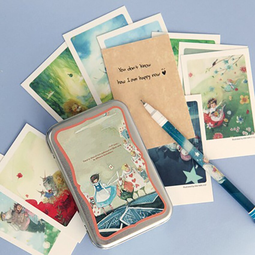 40 unids/set juego de postales caja de hierro verde postal de plantas, tarjetas de felicitación Tarjeta de mensaje, postal Retro Vintage decorativa