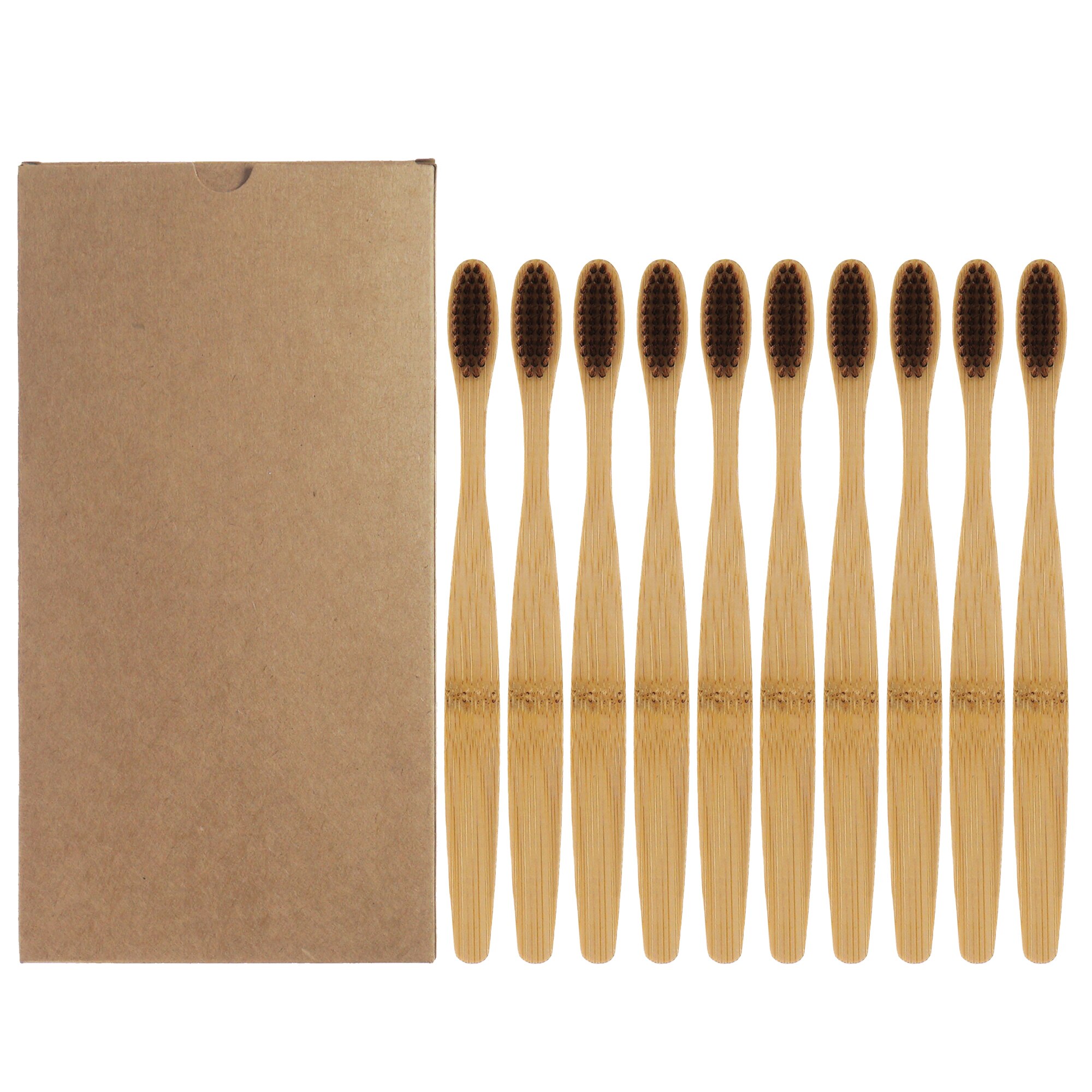 Lot de 10 brosses à dents en bambou naturel, soies souples colorées, pour le blanchissement des dents, soins dentaires: 10PCS  Brown