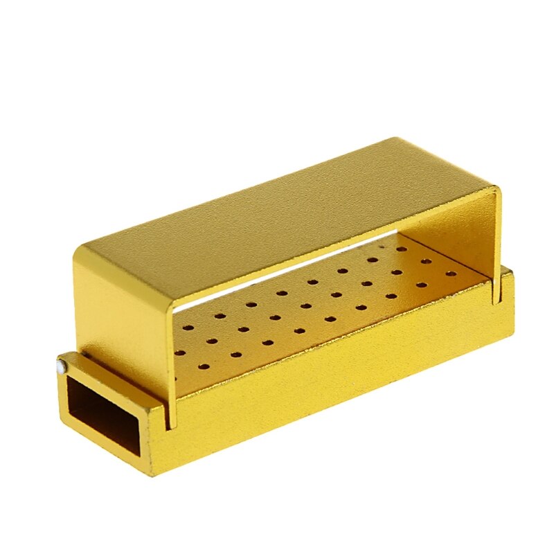 30 Gaten Aluminium Dental Bur Burs Houder Blok Desinfectie Doos Autoclaaf: Goud