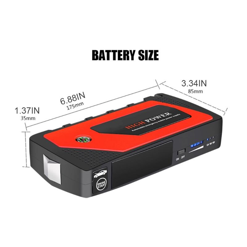 12v bil nødstart bil jump starter bærbar usb power bank spænding