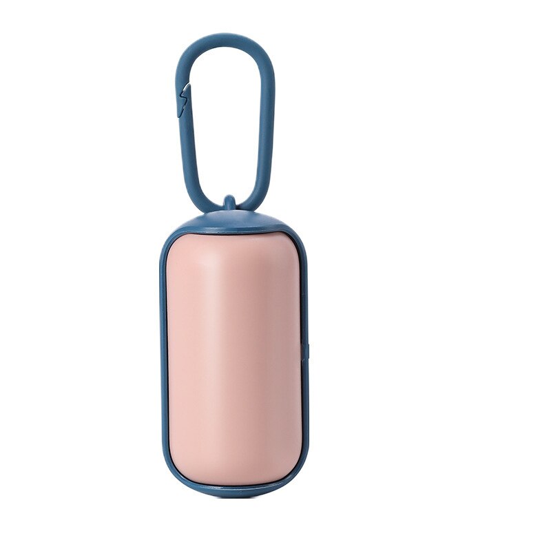 Distributeur pratique de sacs à merde pour chiens, déchets en forme de pilule, fournitures de nettoyage d'extérieur avec 1 rouleau de sacs à merde: pink and blue