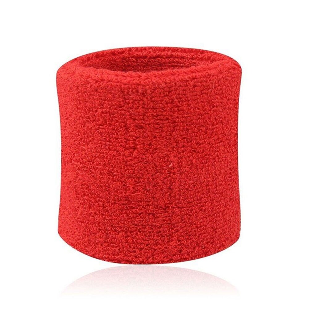 2Pcs Cotton Wristbands Wrist Band Bands Sweatbands Sweat Band for Sport Tennis: Red