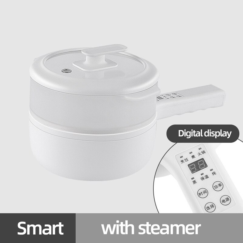 700W Electric Cooking Pot Portable Pot Rice Cooker Multicooker Ceramic Liner Smart Electric Skillet Single/Double Layer 1.6L: smart B 2 layers