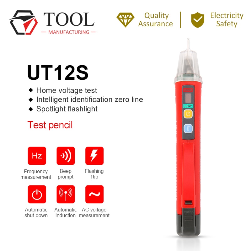 UNI-T test pencil Multimeter Tester AC / DC Meter With Light Non-contact Intelligent Power Supply UT12S Current Volt Pencil Test