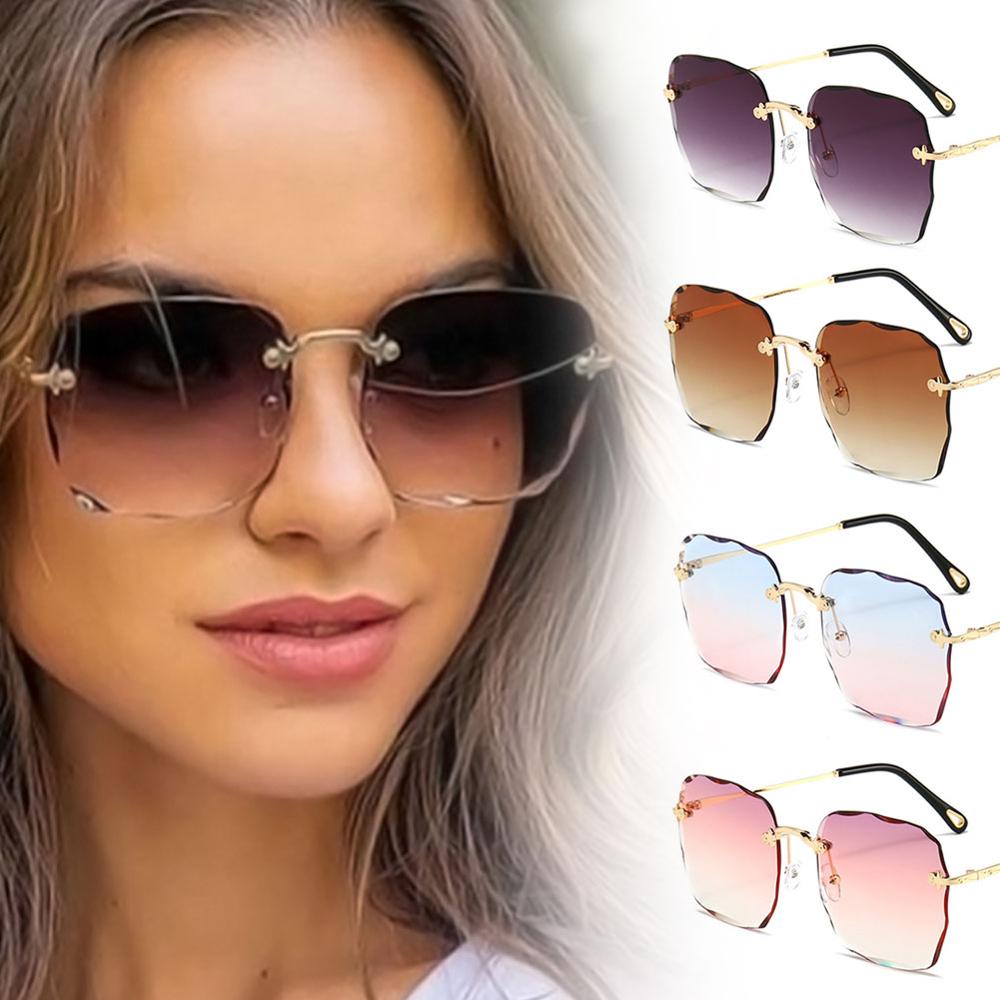 Vrouwen Mode Randloze Vierkante Metalen Zonnebril Mannen Trend Kleur Veranderende Zonnebril