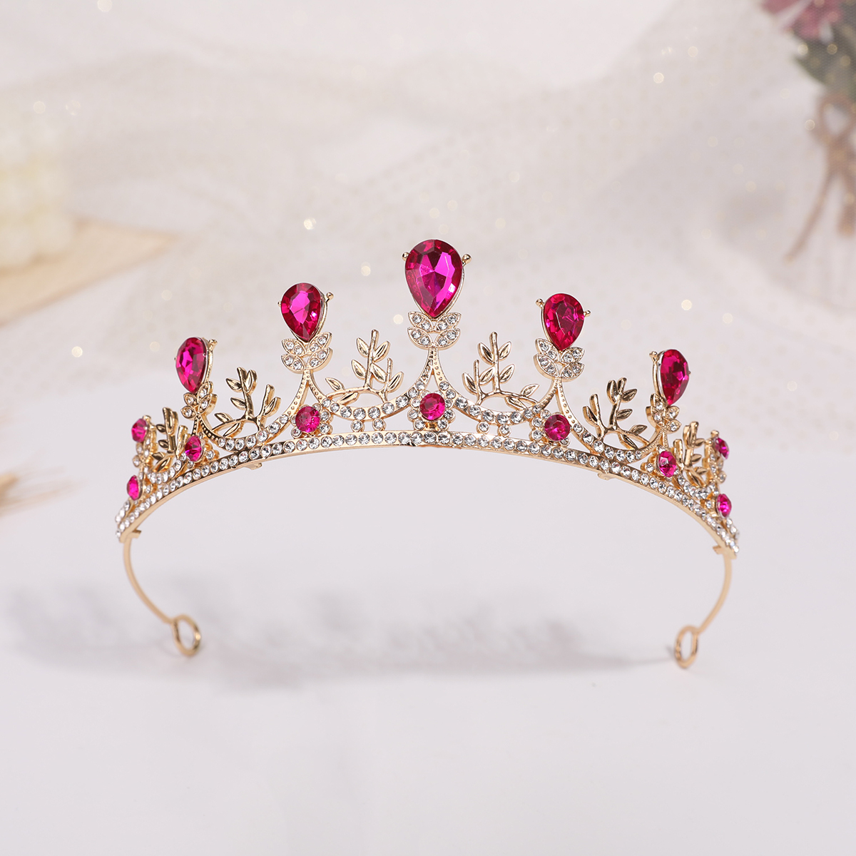 Braut goldene Krone Diamant Hochzeit Haarschmuck Brautkleid mit Schmuck Geburtstag Tiara Krone Zubehör.: Rose verrotten