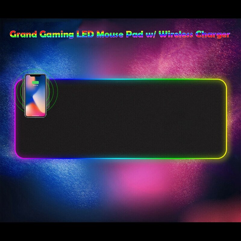 Wireless Charger RGB Luminous Oversized Desktop LED Waterproof Gaming Keyboard Mouse Pad Laptop Accessories