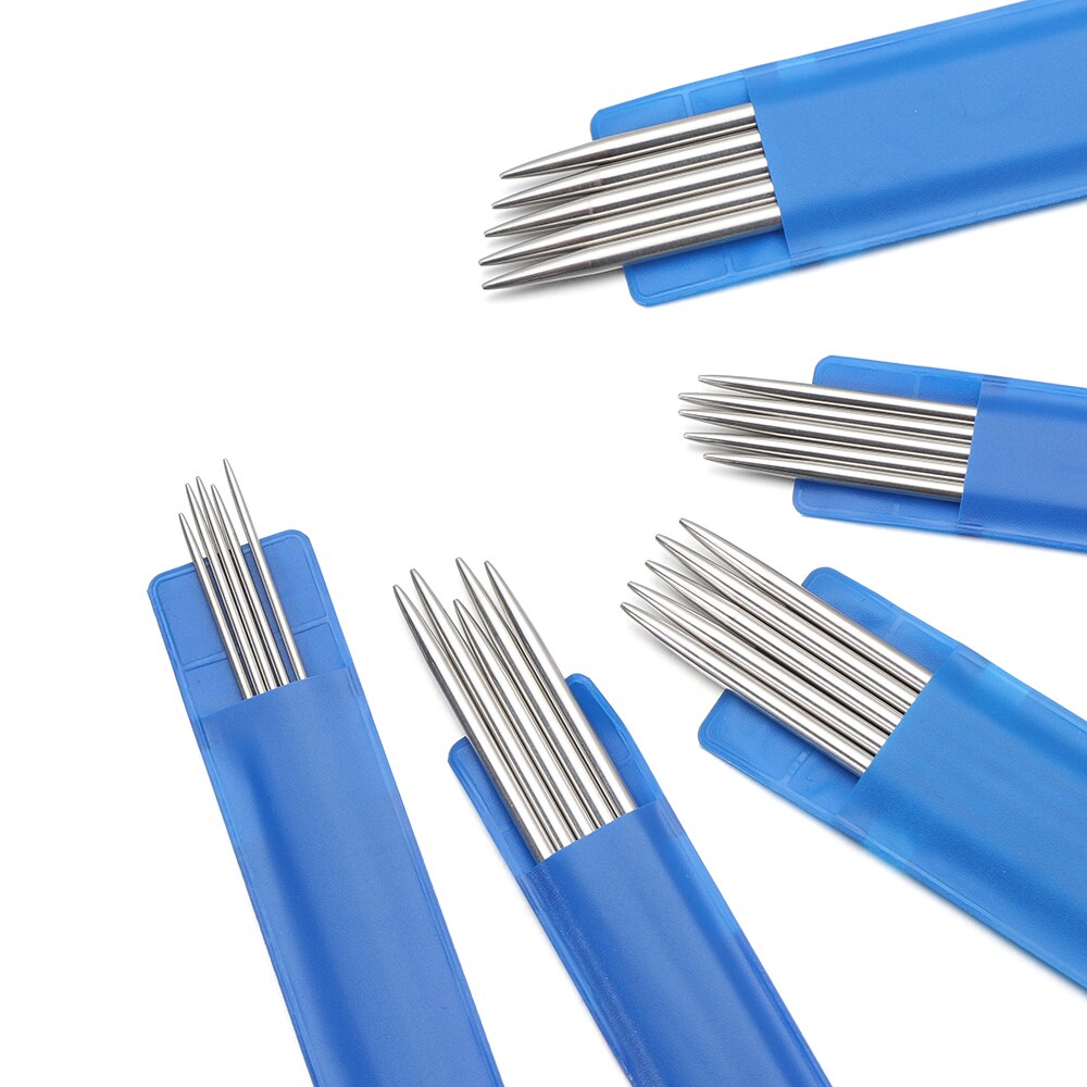 Agujas de tejer rectas de acero inoxidable, 5 uds., DIY, suéter tejido, ganchos de ganchillo metálico de diámetro 2/2, 5/3/3, 5/4MM, herramienta de costura artesanal