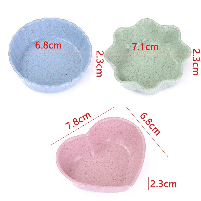 1pcs Cute Love Heart Shape Wheat Straw Bowl Vinegar Seasoning Solid Soybean Dish Sauce Salt Snack Small Plate Kitchen Supplies