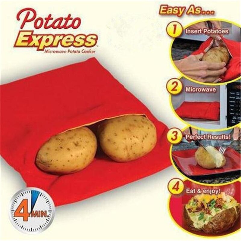 Wasbare Aardappel Bag Aardappel Express Bakken Tool Beheersbaar 4 Aardappelen Magnetron Te Koken Tool Keuken Accessoires