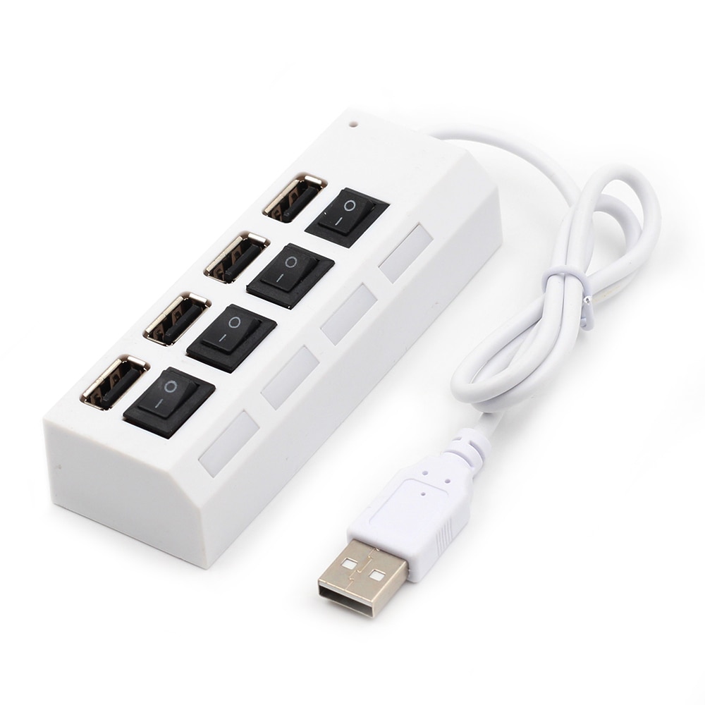 GOOJODOQ 4 Port Mini USB Hub 2.0 USB Splitter Adapter Portable USB 2.0 Hub 480 Mbps LED On/Off Switch For PC Laptop High Speed