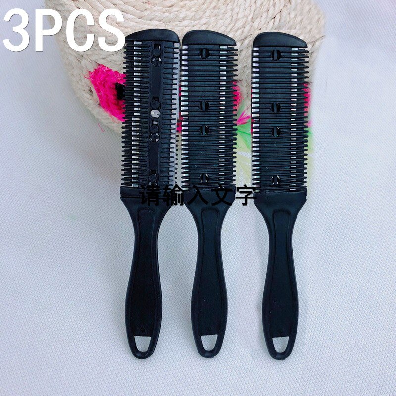 3pcs Hair Cutter Comb Double Side Haircut Scissors Plastic Hair Comb Cutter Trimmer with Stainless Steel Blade Hair Shaper Razor: 3PCS