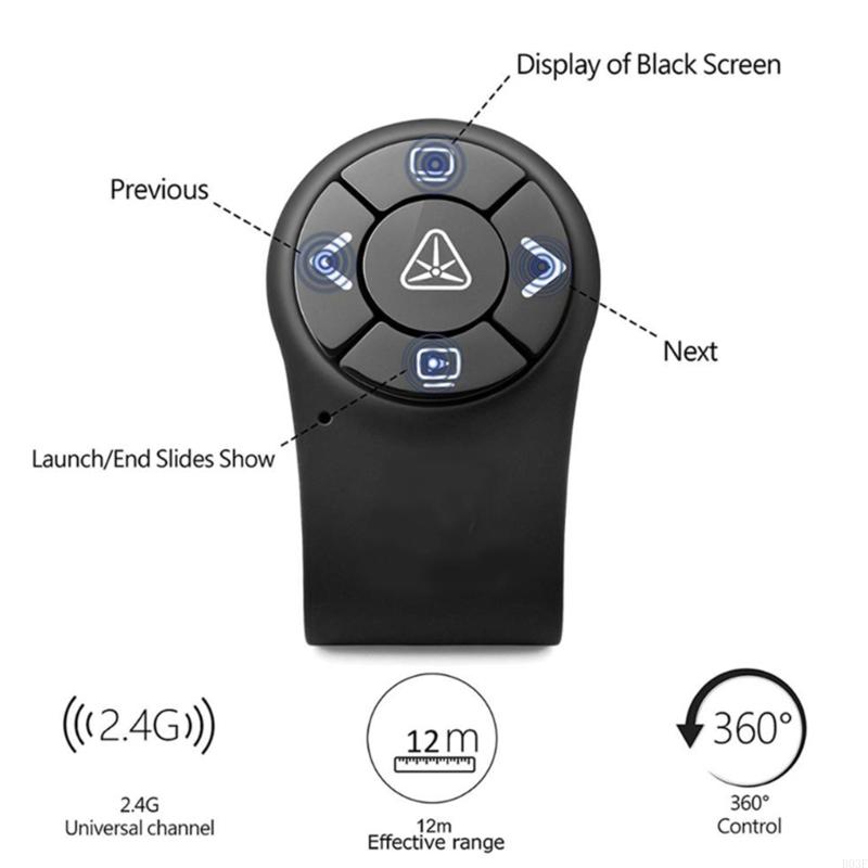 B03F 2.4GHz RF Wireless Presenter Finger Ring Presentation Remote for Powerpoint PPT Slide Presentation Clicker Rechargeable