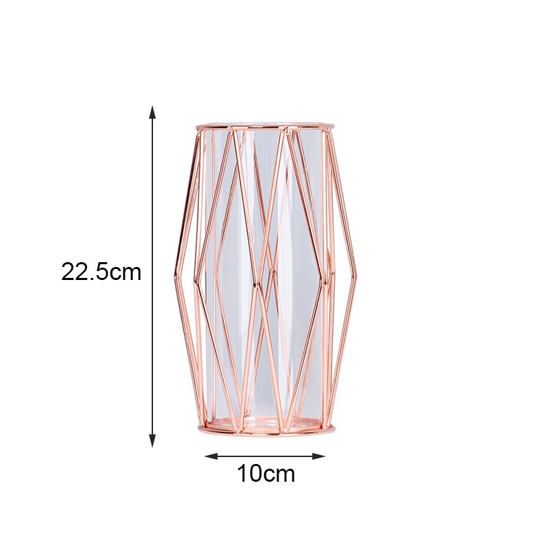 nordycki latarnia w kształcie żelaza Sztuka szklany wazon pozłacany wazon na kwiaty Tabletop kwiat w wazonie garnek Dom dekoracje ślubne: D-róża złoto