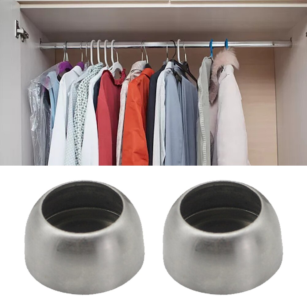 2pcs Pole Socket Support Stainless Steel Home Durable Round Wardrobe Curtain Heavy Duty Rod Flange Easy Install For Closet