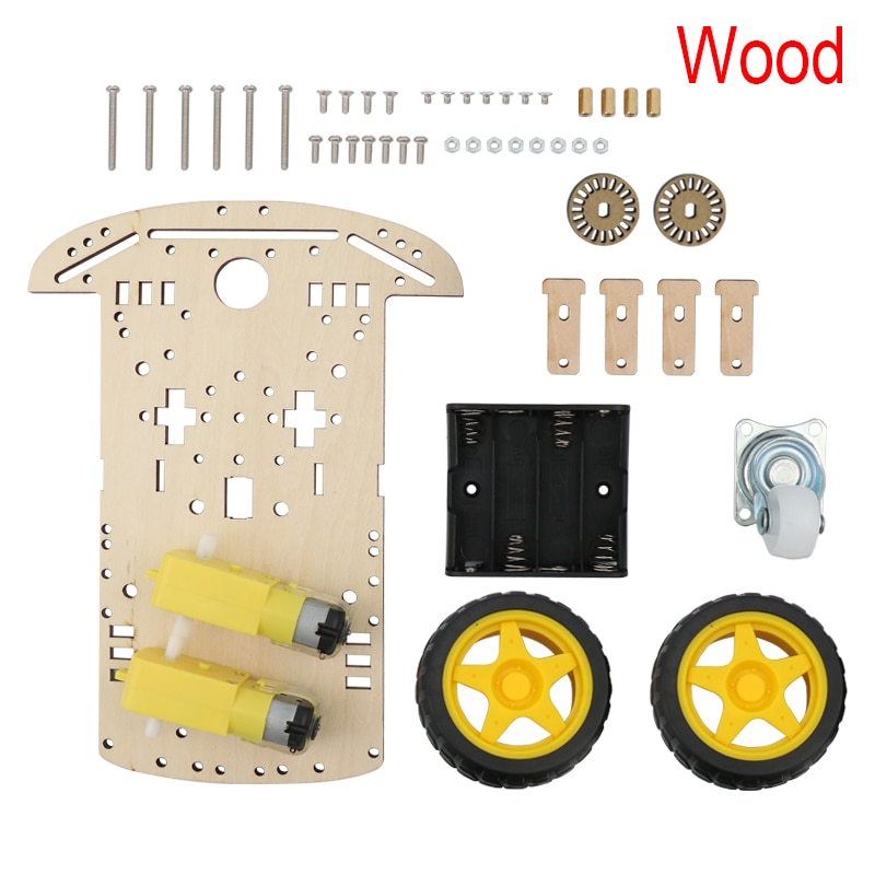 Holz 2WD Roboter Clever Wagen Chassis Bausätze mit Code Geschwindigkeit Encoder Batterie Kasten DIY Bildung Roboter für Arduino Clever Auto Bausatz für freundlicher