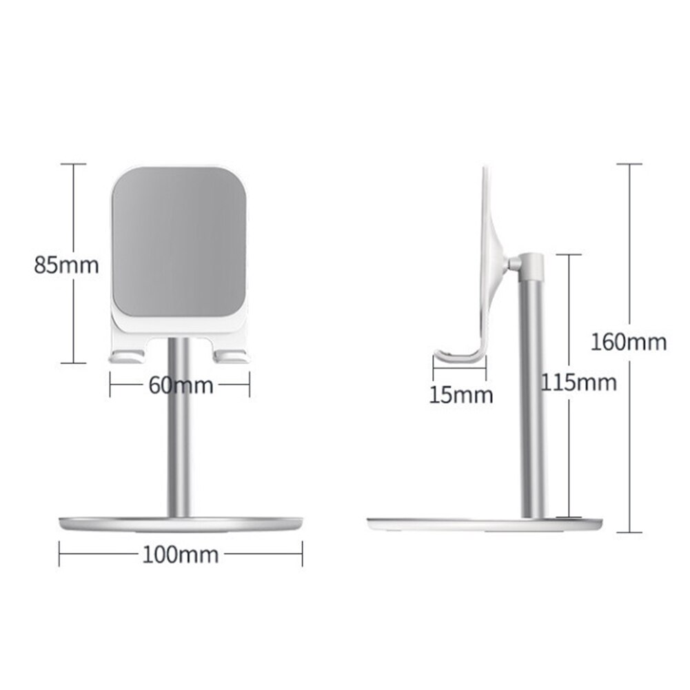Smartphone-ständer für den schreibtisch, aluminiumlegierung, verstellbarer tischständerhalter für telefon/tablet, ergonomische gummibasis, rutschfest