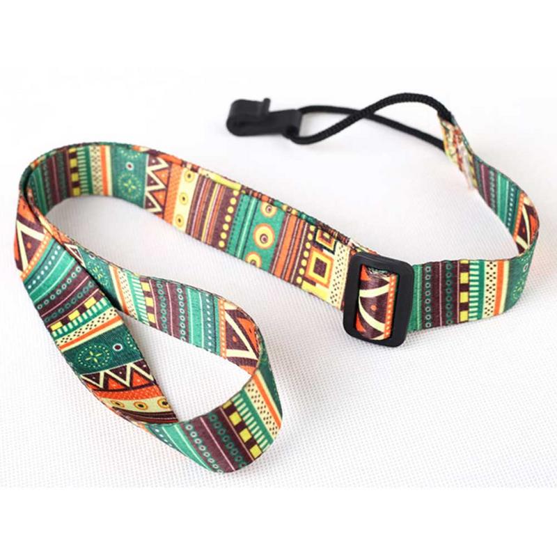 Clip On Ukulele Strap Adjustable Ukelele Strap Neck Sling Soft Material with Sound Hole Hook Ethnic Pattern