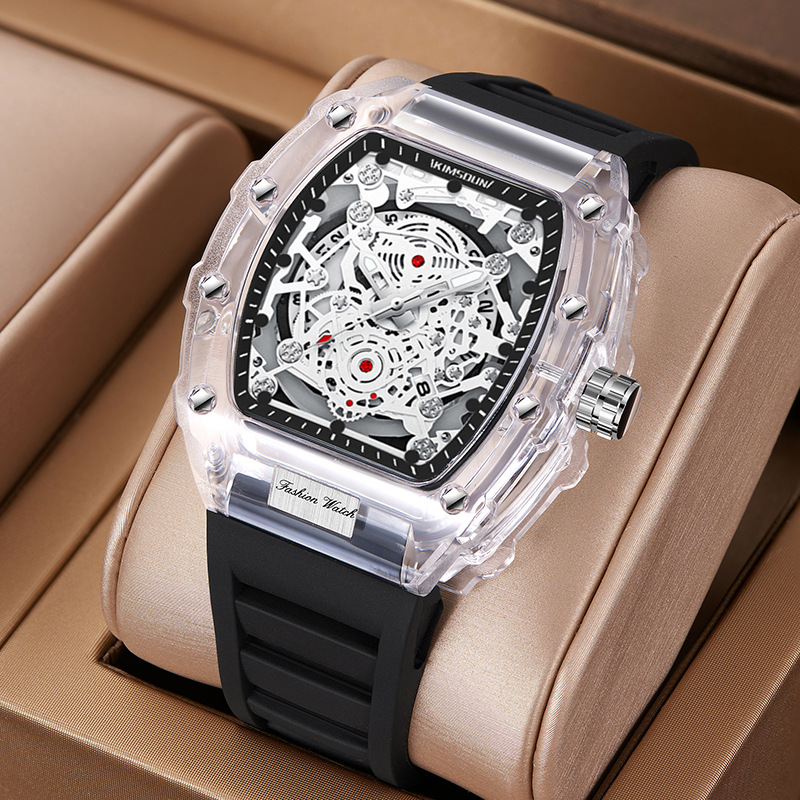 Reloj de pulsera de cuarzo para hombre, tendencia masculina, reloj automático resistente al agua para hombre, relojes de lujo transparentes luminosos