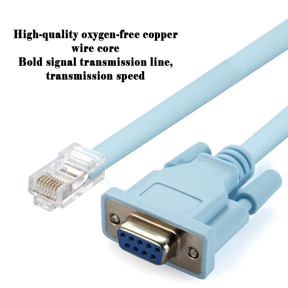 Blue 1.8m DB 9Pin RS232 Serial To RJ45 CAT5 Ethernet Adapter LAN Console Cable Routers Network Cable CAT5 Adaptador For PC 1.8M