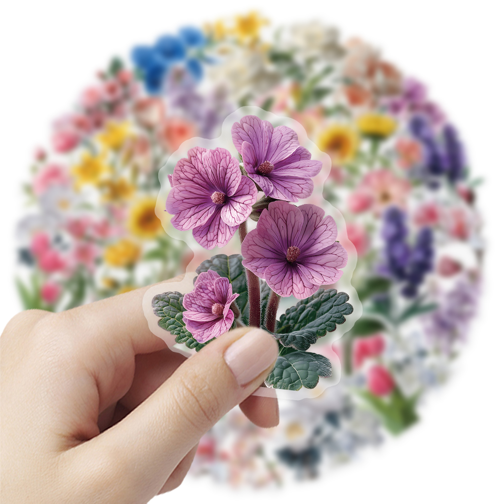 50 Uds. De pegatinas impermeables transparentes de flores para mascotas, decoración de plantas naturales, funda para teléfono móvil, pegatinas DIY: Verde militar
