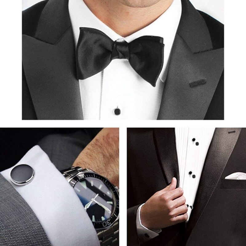 Cufflinks and Studs Set for Tuxedo Shirts Business Wedding 2 Cufflinks and 6 Studs