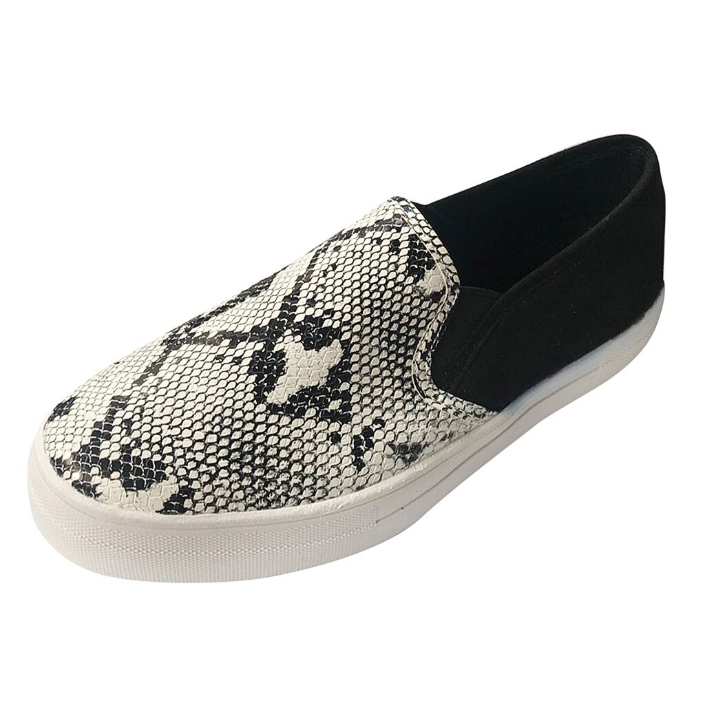 Skor kvinna platta chaussures femme skor kvinnor dam leopard casual loafers romerska tyg canvas skor: Grå / 41