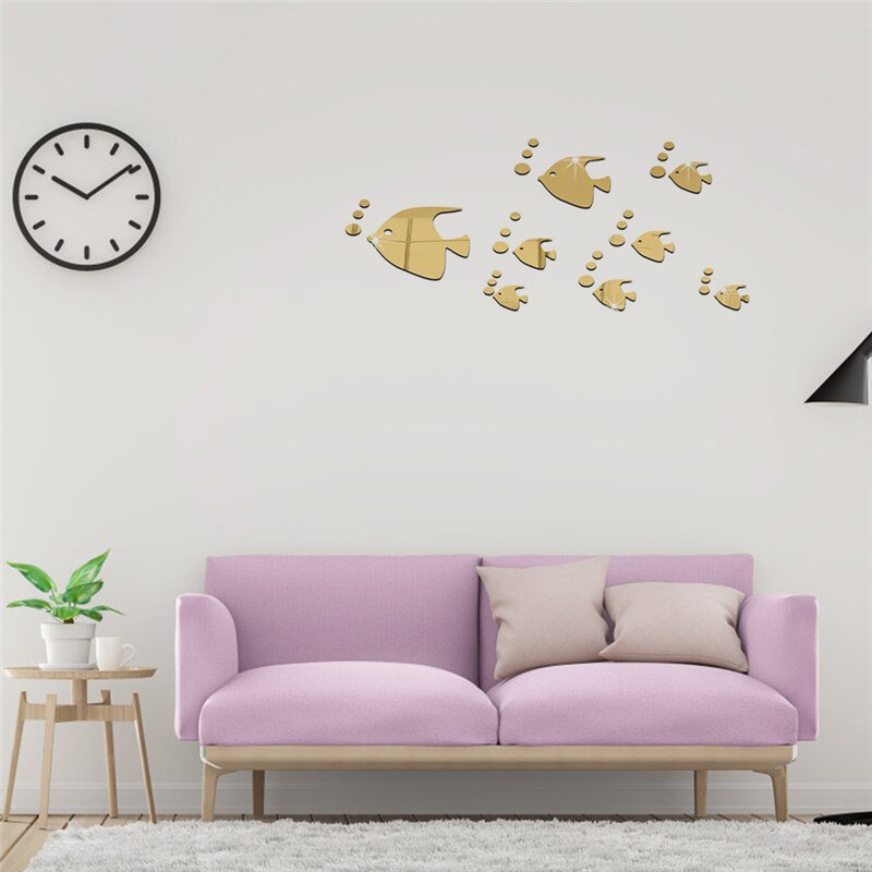 13Pcs DIY Tropical Fish 3D Mirror Wall Sticker Removable Acrylic Wall Decals Home Decor JS22