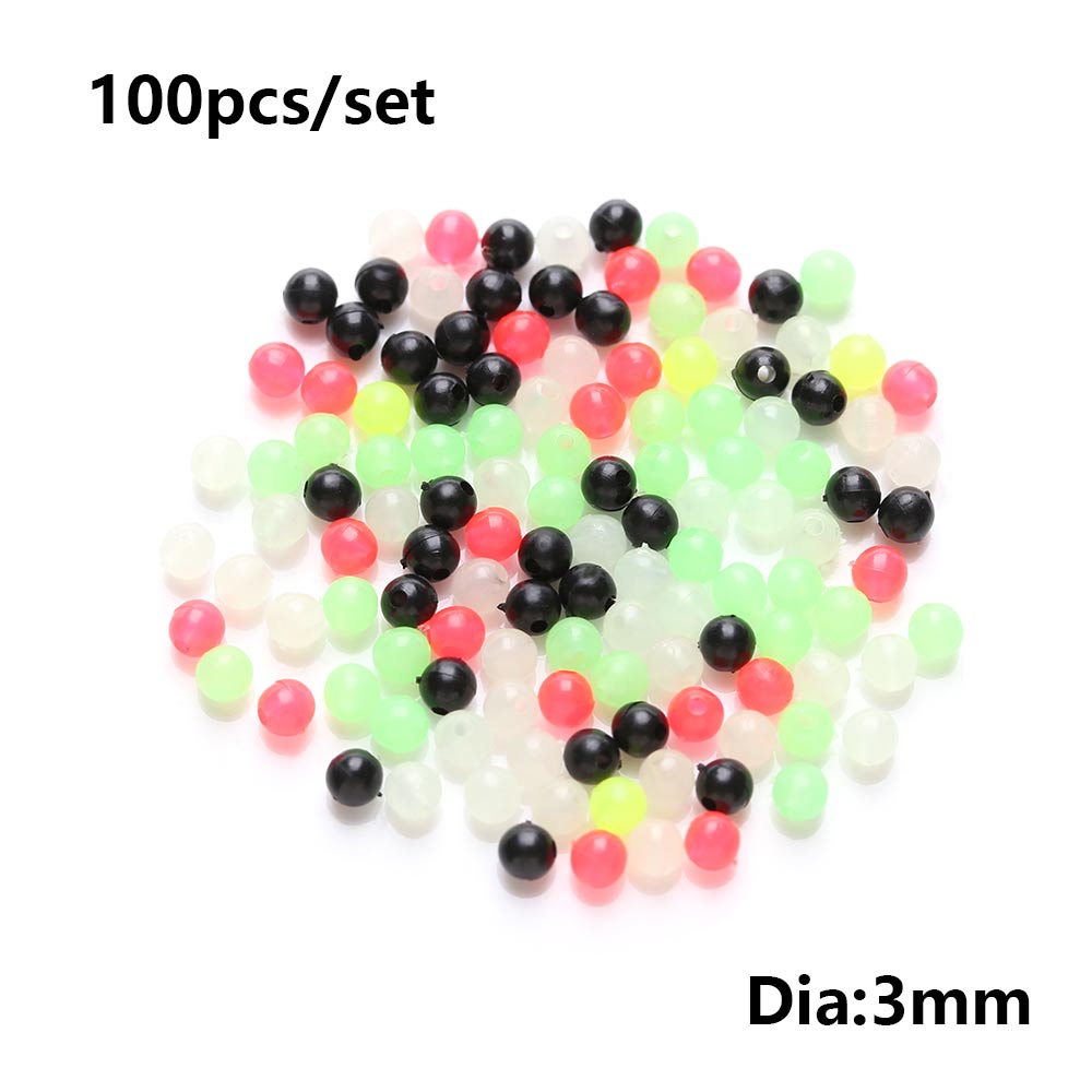 100PCS Mixed Color Round Fishing Cross Beads Double Pearl Floats Ball PE Plastic Stoppers Carp Fishing Tackle Acces: 3mm