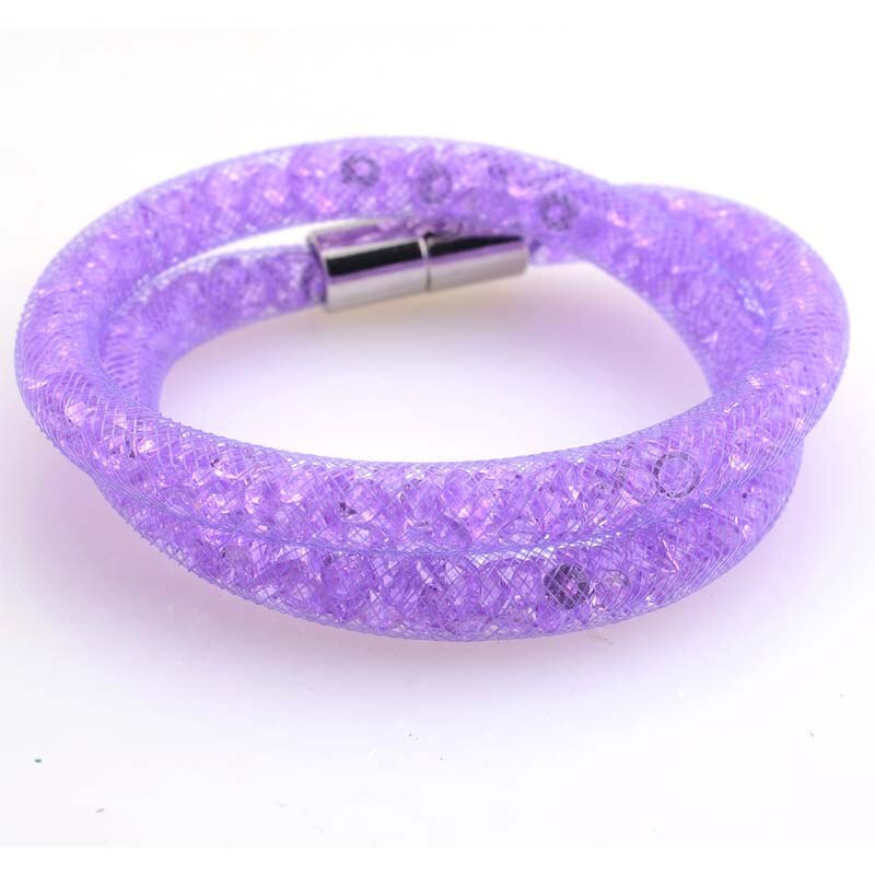 Miasol malha corrente duplo wrap cristal pulseiras magnéticas para mulheres moda festa jóias presente pulseras mulher: LT purple