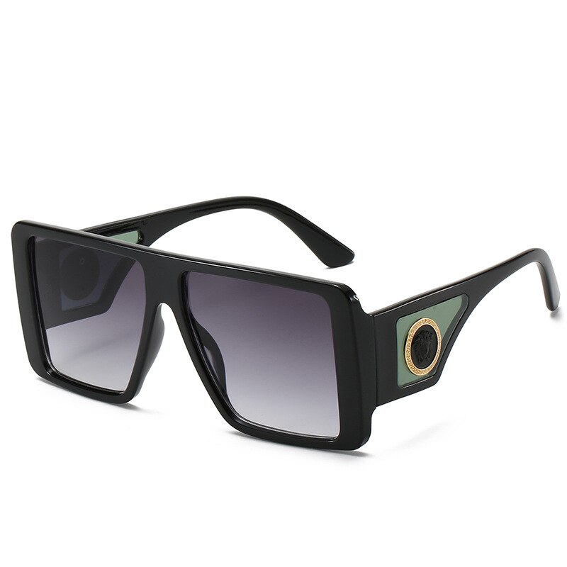 Lunettes de soleil pour femmes, tendance hipster, personnalité, relief latéral, monture carrée, lunettes de soleil pour femmes, verres d'ombrage surdimensionnés: Transparent