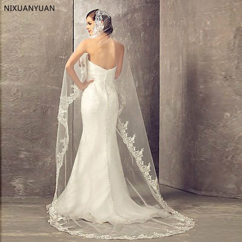 Velos De novia Longo De encaje De una capa 3 M, velos De boda con peineta, accesorios De boda, velos nupciales velos