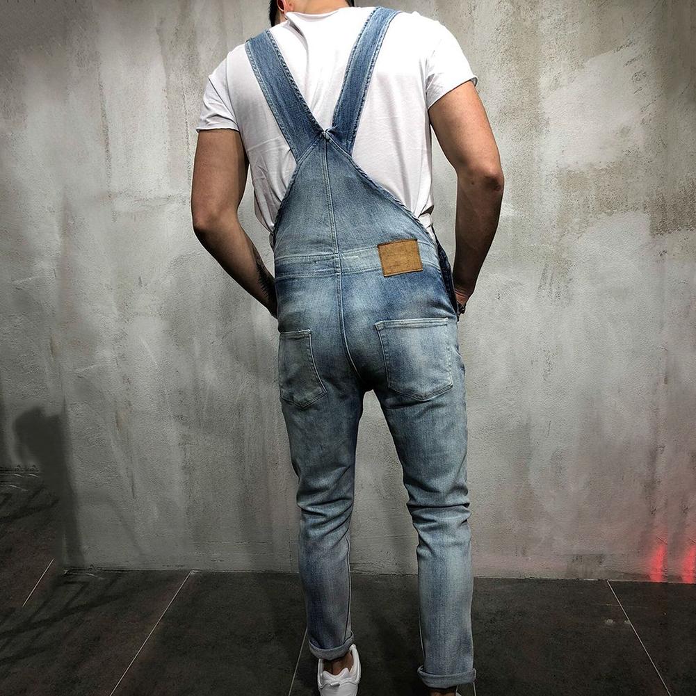 SALES! Retro Summer Men Ripped Denim Overalls Destroyed Hole Long Pants Jeans Jumpsuit