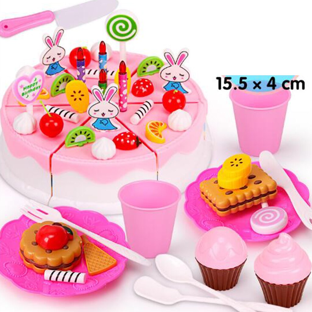 Role Play Toy Birthday Cake Accessories DIY, 64 Pieces/Set, Colorful , Safe Non-toxic Material, for Kids Ages 3+