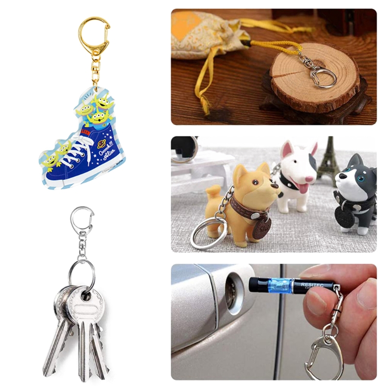 10 stuks voor sleutelhanger met ketting D karabijnhaak splitsleutelhanger metaal voor sleutelhanger Har