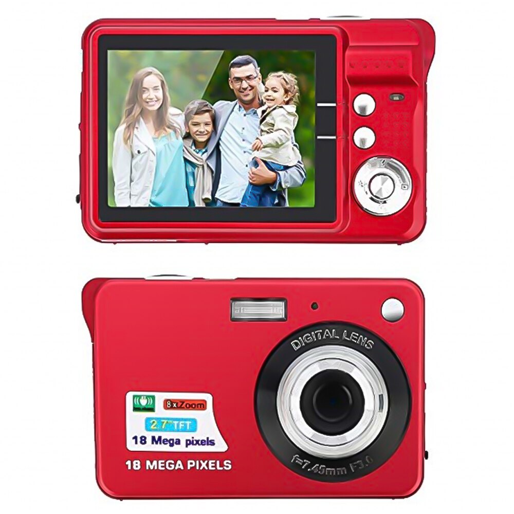 Mini Camera 2.7" 720P 18MP 8x Zoom TFT LCD HD Digital Camera Video Camcorder DV Anti-Shake Photo For Kids Camera Red/Black