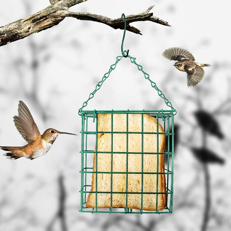 Comedero cuadrado verde para pájaros, dispositivo de alimentación para pájaros, jaula para pájaros