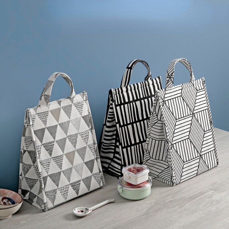 Koreansk madpose tyk vandtæt oxford stof isoleringspose kold ispose dame og børn bærbar stor kapacitet bento taske