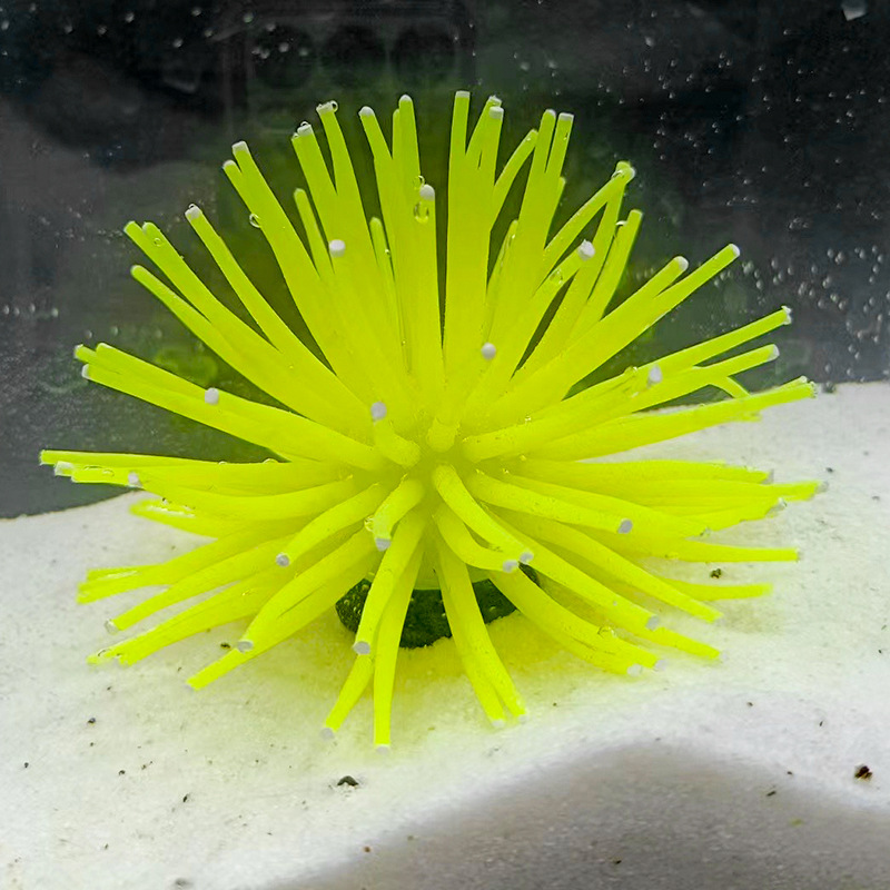 Gesimuleerde Zee-egel Siliconen Aquarium Aquarium Aquarium Kunstmatige Kleurrijke Koraalplant Onderwater Ornament Miniatuur Aquarium Decor: S / YELLOW