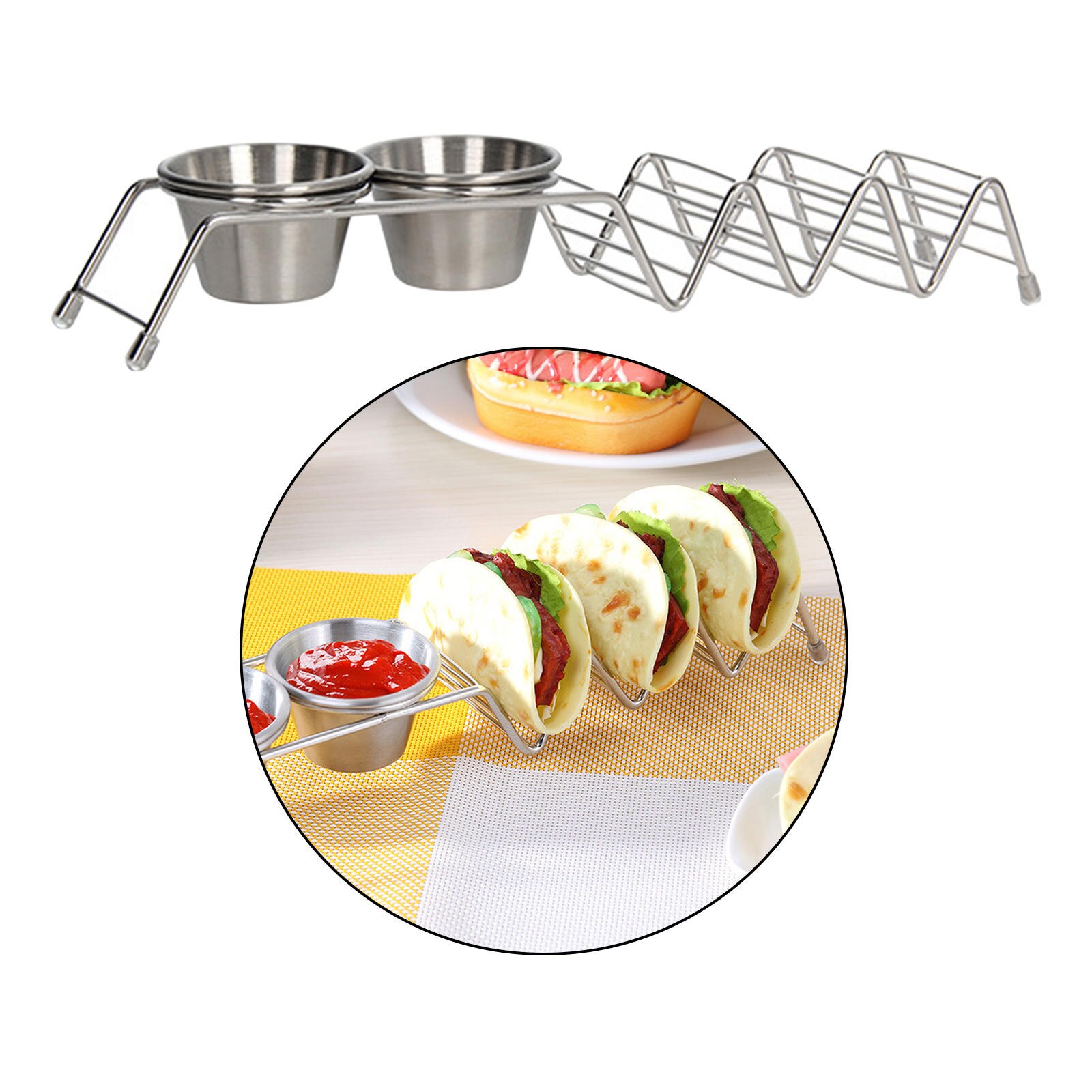 Taco Holder Stainless Steel Taco Rack Shell Taco Display Stand Plate Tray Food Holder Rack, Kitchen Cooking Tool: B