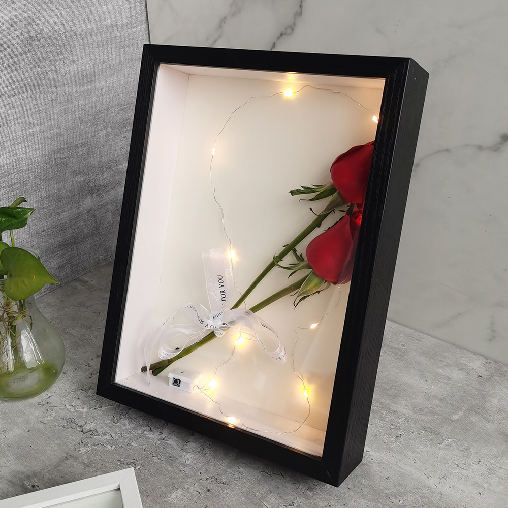 Shadow Box Frames Bouquet Display Flower Case Depth 3cm Wooden Photo Frame For Displaying Three-Dimensional