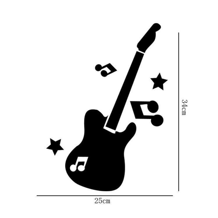 Spejl aftagelig guitar m/ musik symboler mærkat kunst vægmaleri væg spejl klistermærke dekoration