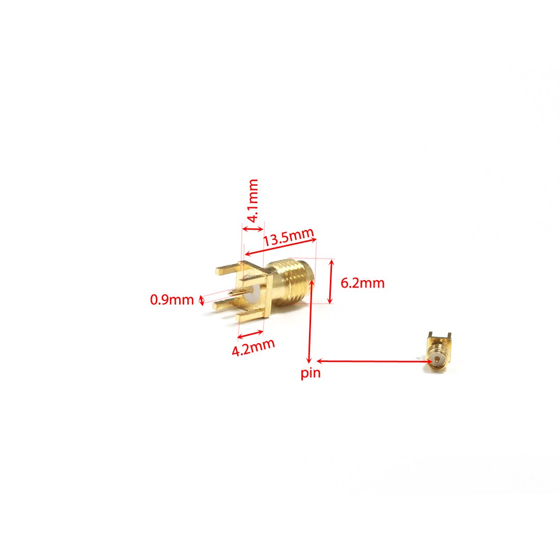 1Pc RP-SMA Vrouwelijke Jack Rf Coax Modem Converter Connector Pcb Mount Straight Verguld