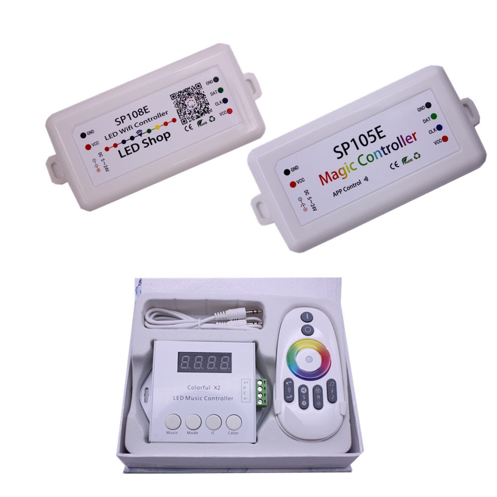 DC5V-24V WS2812B WS2811/WS2813/USC1903 Magic LED tape digital colorful music X2 controller with RF touch remote Max 1000pixels