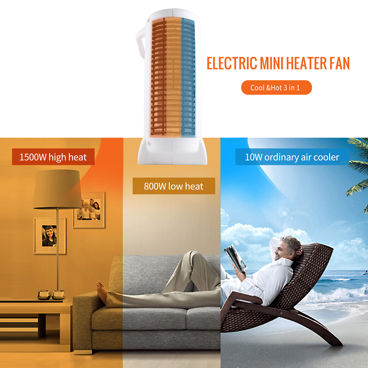 220V 1500W Heater Warm Fan Heater Blower Room Fan Electric Handy Air Heater Radiator Mini Electric aquecedor Home Heating Office