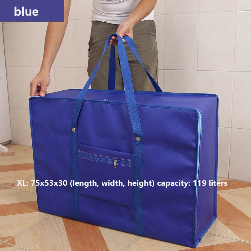 Extra Large Waterproof Thickening Moving Bag Oxford Woven Bag Large Capacity Luggage Bag Pack Aviation bag: blue  XL