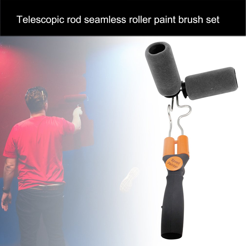 Telescopic Rod Seamless Roller Paint Brush Set Double Paint Runner Pro Kit Roller Wall Brush Set Track Painting Tool
